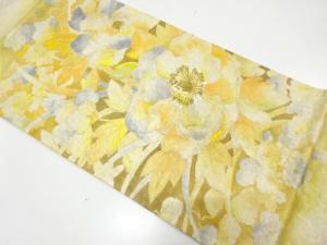 アンティーク　牡丹に菊模様織り出し袋帯（材料）